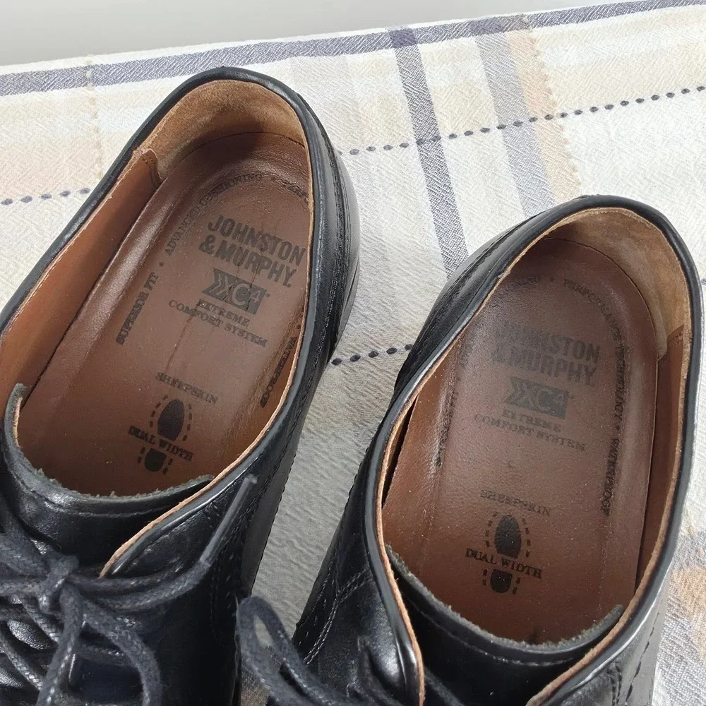 Johnston & Murphy XC4 Mens Black Leather Waterproof Cap Toe Dress Shoes 8.5